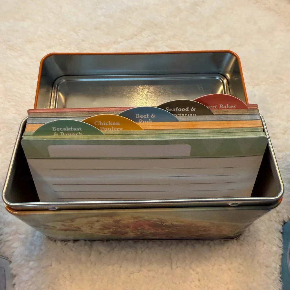Vintage‎ Recipe Tin Lot Hershey Philadelphia Cupcakes Casserole w Recipe Cards